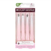 Brushworks 4 Piece Combination Tweezer Set White  Pink